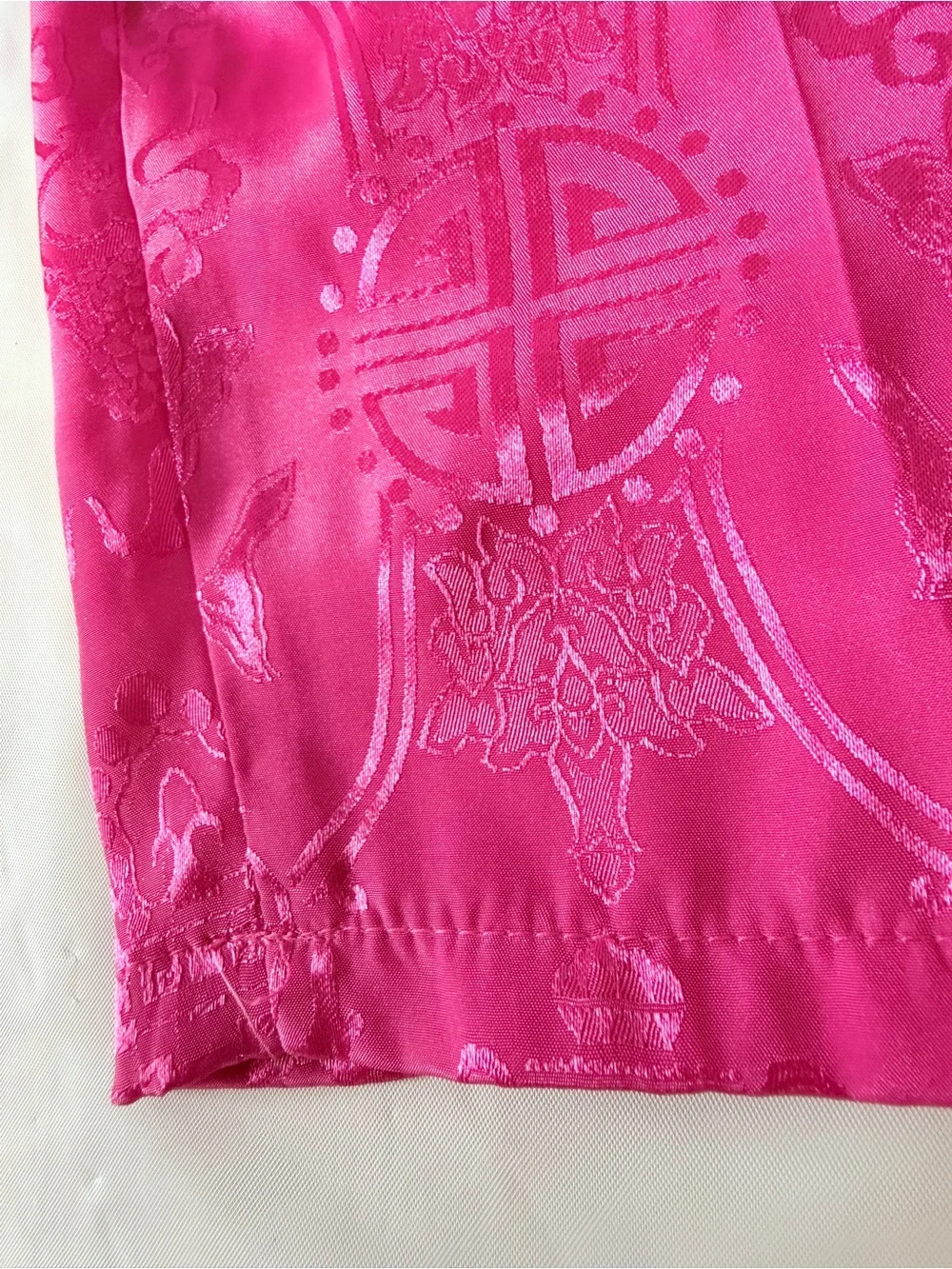 Fuchsia Pink Satin Brocade Tang Suit Pants Youth L